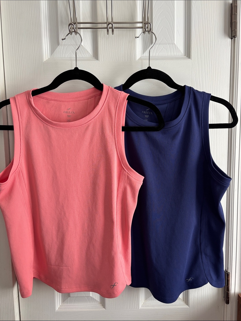 Two Freely Ribbed Tank Top Duo - Coral Pink & Purple